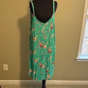 Floral Green Sleeveless Dress